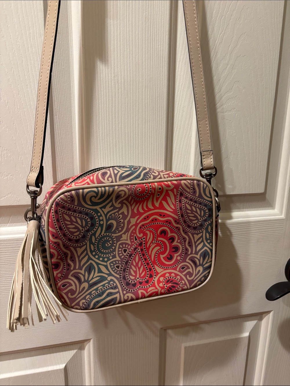 Patricia Nash Multicolor Paisley Crossbody with Cream Strap